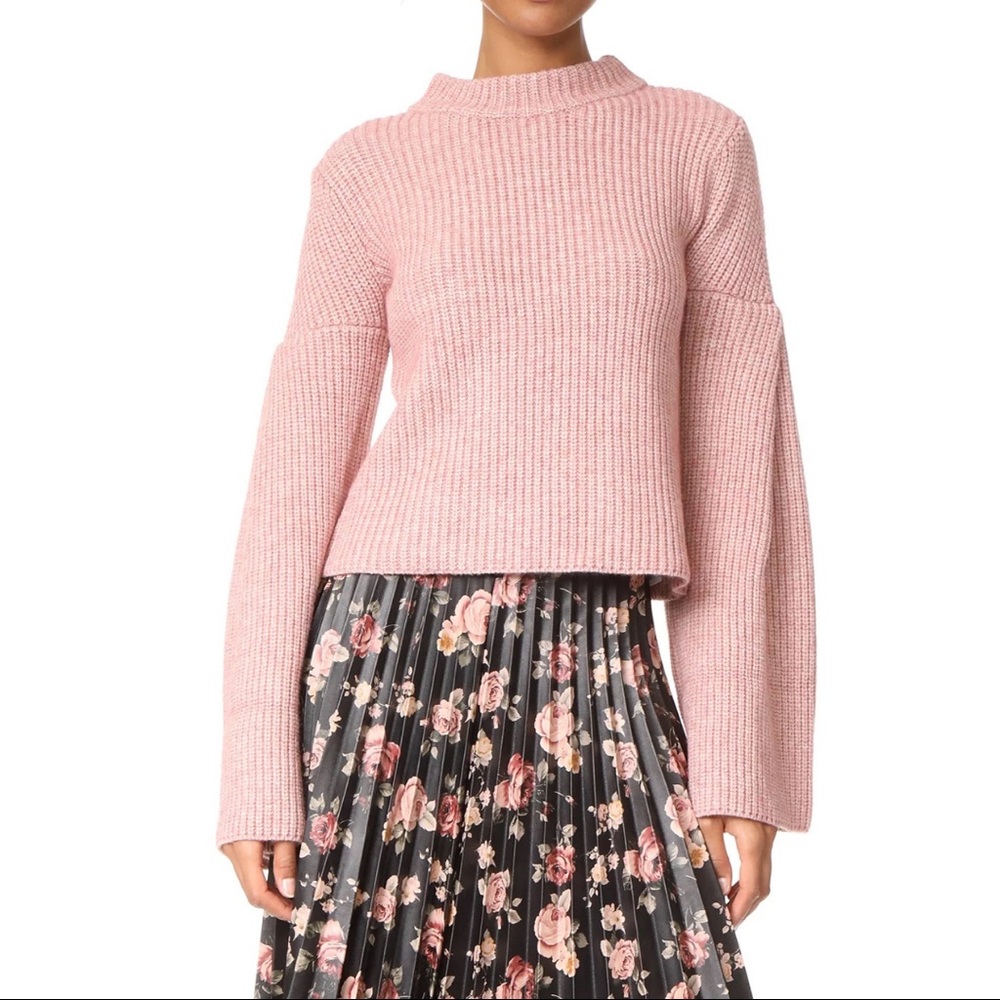 ๐Host Pick๐ Endless Rose Heathered Pink Bell Sleeve Pink Cropped Sweater - Picture 5 of 8